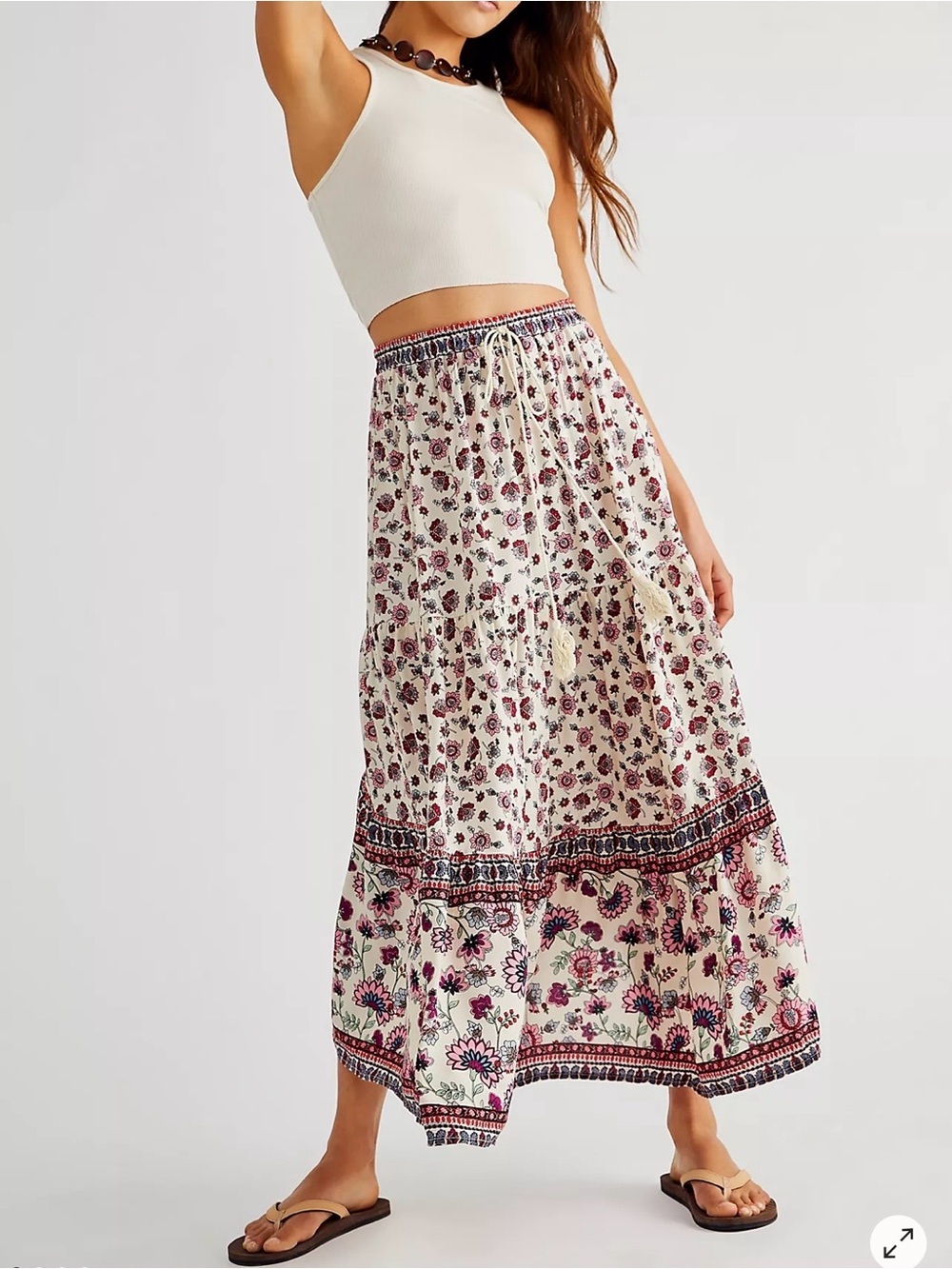 Free People Raga Hiroka Maxi Tiered Bohemian Skirt Size Medium